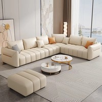 Sofás de Cuero Blanco Crema Modernos de Alta Gama para Sala de Estar, Venta al por Mayor, Muebles de Sala de Estar, Juego de Sofás Seccionales