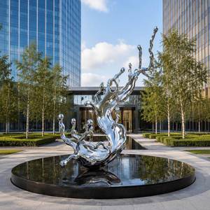 Escultura de Onda Grande en Acero Inoxidable, Diseño Pulido, Estatua de Arte Moderno Hecha a Medida para Paisajes Públicos Exteriores y Regalos - Product Image 1