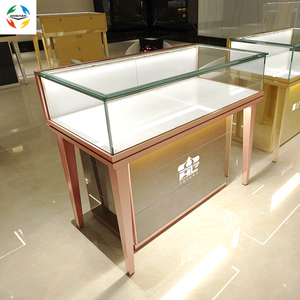Vitrine en verre professionnelle haut de gamme pour <span class=keywords><strong>bijoux</strong></span>, avec comptoirs de magasin, armoires, <span class=keywords><strong>porte</strong></span> coulissante supérieure et éclairage LED, pour l'aménagement intérieur de boutiques. - Product Image 3