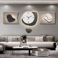 Grosir Pabrik 3pcs/set Jam Dekorasi Ruang Tamu Mewah Ringan Lampu LED High-end Logam Akrilik Kaca Dekorasi Rumah Seni Dinding