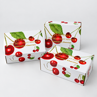 Boîte en carton ondulé écologique de style tiroir coulissant pour l'emballage de fruits frais, emballage de cerises et de baies pour la vente au détail