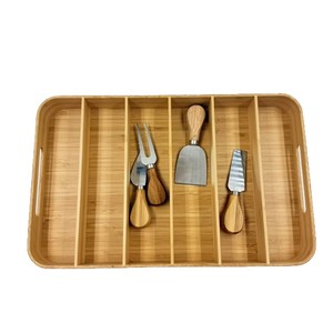 Boîte de rangement en bambou rectangulaire avec compartiments pour l'organisation des condiments et des aliments de cuisine - Product Image 2