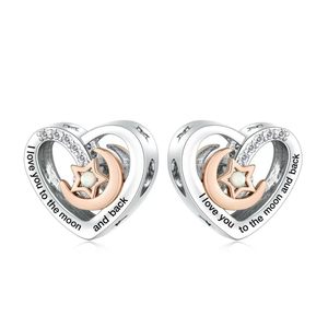 Abalorios de Plata <span class=keywords><strong>con</strong></span> Nombre de Familia Grabado 'Love You to the Moon and Back' <span class=keywords><strong>con</strong></span> Piedra Ópalo, Joyería para Pulsera, Regalo para Padre - Product Image 2
