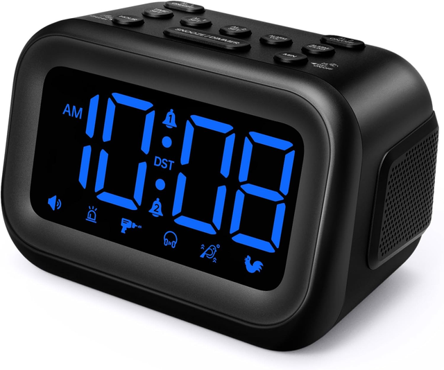 Super Loud Alarm Clock: 115dB Dual Alarms and 6 Alarm Sounds for Heavy Sleepers - Adult Shift Workers in Bedroom or Daily