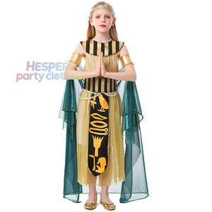 Disfraz de Halloween para Niñas, Disfraz de Faraón Egipcio Cleopatra, Vestido de Poliéster para Actuaciones y Bailes - Product Image 1