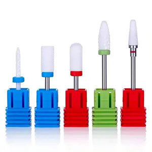 Ceramic barrel drill nail bits white ceramic nail burr file cuticle remove ceramic nail drill bit for girls beauty