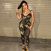 GHY6323 Ensemble deux pièces pour femme avec camouflage imprimé et sangle arrière