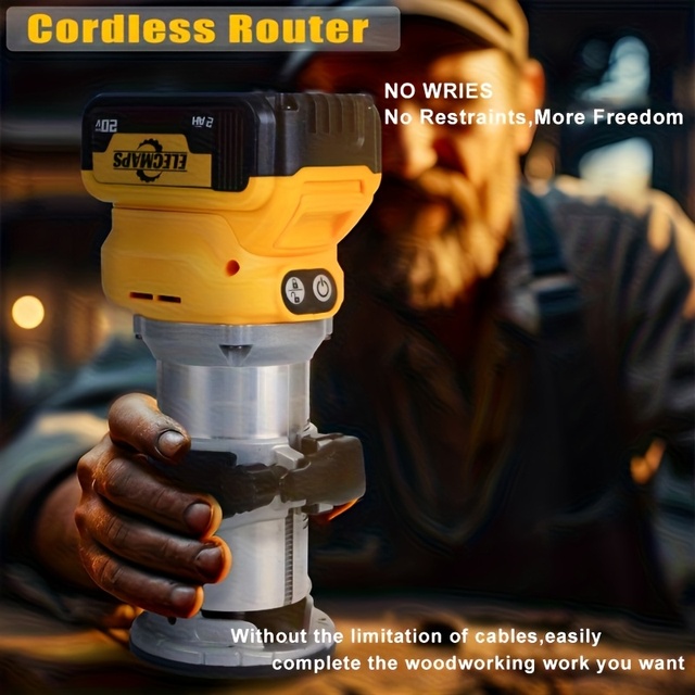 Handheld Cordless Carving & Milling Tool, Adjustable Speed System, 20VMAX Battery Compatible, Installed with Roller Track