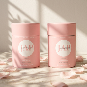 Boîte cylindrique en carton avec couvercle, estampage à chaud or, logo personnalisé, pour coffret de soins de la peau - Product Image 1