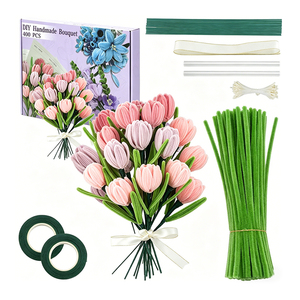 Material de arte educativo DIY, limpiapipas de terciopelo de 8 mm para decoraciones creativas en el aula y hermosas flores de limpiapipas - Product Image 1