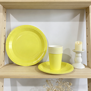 ชุดอุปกรณ์จัดงานเลี้ยงสีพื้น DAMAI ชุดจานชามกระดาษสีพื้นแบบใช้แล้วทิ้ง ขนาด 7 นิ้ว 9 นิ้ว พร้อมถ้วยกระดาษและผ้าเช็ดปาก - Product Image 3