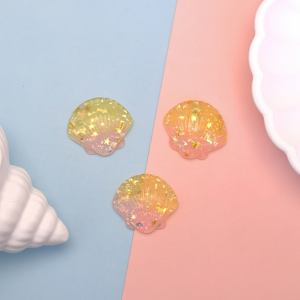 Massal 100 buah/lot 23*26MM Glitter Sea Shell Resin Flatback Cabochon cangkang indah Slime Cahrms untuk Scrapbooking casing ponsel Dekorasi - Product Image 4