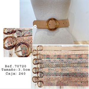 Cintura con Fibbia Rotonda in Resina Effetto Corteccia, Larghezza 3,5 cm, Accessorio Moda per Donne - Product Image 3