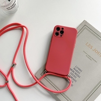 Coque de Téléphone en Silicone TPU avec Cordon Bandoulière Collier Lanière pour iPhone 13 12 Mini 11 Pro X XR XS Max 6s 7 8 Plus SE 2