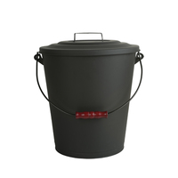 Seau à cendres en métal de 3,2 gallons avec couvercle pour foyer à bois