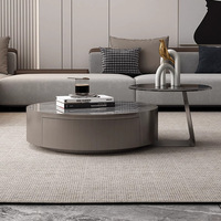 Leichter Luxus-Couch tisch im italienischen Stil Moderner, einfacher und hochwertiger, kleiner, runder Couch tisch aus rostfreiem Stahl