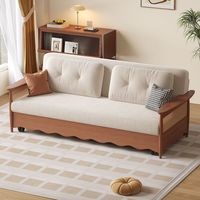 Sofá Cama Convertible de Madera para Sala de Estar, Moderno y Lujoso, Tapizado, de 2 Plazas, Plegable