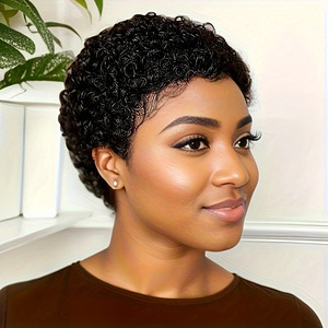 Parrucca Herfa African Small Roll da <span class=keywords><strong>donna</strong></span>, in capelli Remy, per commercio estero, con lana, corta 4 pollici, per copricapo da festa, con colore HD trasparente - Product Image 2