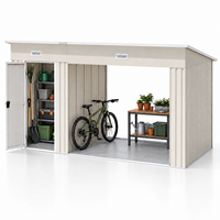 Abri de jardin métallique robuste pour l'extérieur, en acier galvanisé, avec armoire à outils verrouillable et abri ouvert pour vélos, idéal pour la cour, la terrasse et le jardin