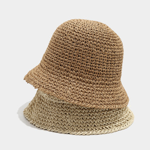 Chapeau <span class=keywords><strong>de</strong></span> soleil d'été pour femme, style pêcheur, en paille faite à la main, pliable, couleur unie, simple, respirant, coupe-vent, idéal pour la plage et les vacances en bord <span class=keywords><strong>de</strong></span> mer - Product Image 2