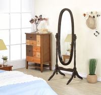 Wooden Frame Full Length Mirror Oval Free - Standing Dressing Mirror for Bedroom Living Room