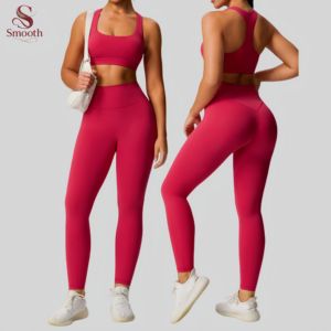 Conjunto Deportivo de Dos Piezas <span class=keywords><strong>para</strong></span> Mujer, Cintura Alta, Ajuste Ceñido, Secado Rápido, Transpirable, <span class=keywords><strong>para</strong></span> <span class=keywords><strong>Yoga</strong></span>, con Logotipo Personalizado OEM - Product Image 1