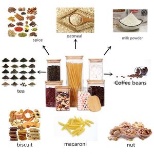 1150ML Glass <b>Storage</b> Canister Square Wooden Lid Eco-Friendly Dustproof Large Capacity <b>Kitchen</b> Pantry Food <b>Storage</b> Container - Product Image 3