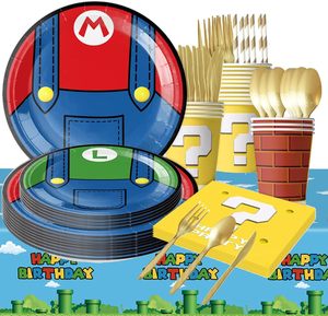 Artículos para Fiestas Temáticas de Videojuegos, Platos de Papel, Servilletas, Mantel, Pajitas y Vasos para Decoración de Fiestas de <span class=keywords><strong>Cumpleaños</strong></span> para Niños - Product Image 1