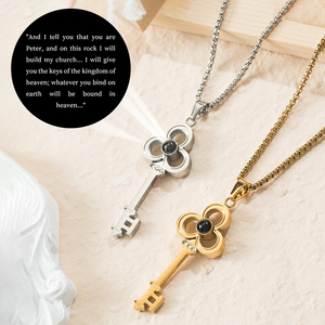 Giweluck מפתח שרשרת תכשיטים נירוסטה שרשרת תכשיטים נירוסטה מגדלת חן פסוקים תנ "ך דתי - Product Image 2