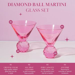 Ensemble de verres à martini <span class=keywords><strong>Paris</strong></span> Hilton, base en gemme iconique, robuste, isolé, 10,5 <span class=keywords><strong>oz</strong></span>, 2 pièces, rose - Product Image 4