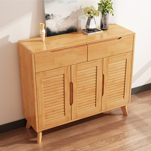 Nordic Solid Wood <b>Shoe</b> Cabinet Natural Color <b>Space</b> <b>Saving</b> Entryway <b>Storage</b> Cabinet For Home Living Room Use - Product Image 3