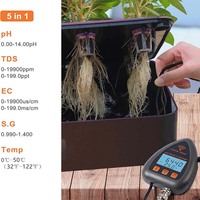 Medidor de Agua Profesional J&R TDC EC S.G. Monitor de Temperatura y Salinidad 5 en 1, Medidor de pH Digital para Acuarios, Agricultura y Piscinas