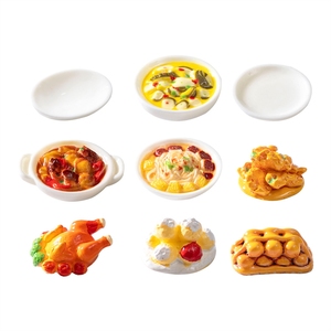 ของตกแต่งจิ๋ว อาหารจีนจำลอง หมูนึ่งกับแป้งข้าวเจ้า ของเล่นจำลองอาหาร DIY อุปกรณ์ตกแต่งเรซิ่นขนาดเล็ก - Product Image 5