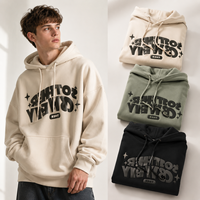 Sweat-shirt à capuche surdimensionné pour homme en coton épais, personnalisé OEM/ODM, avec broderie 3D et impression en relief, style streetwear