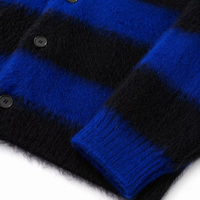 Cárdigan Oversize de Mohair con Estampado, Estilo Grunge, Suave y Peludo, Cuello en V, Botón Único, Manga Regular, Grosor Estándar, Tejido de Punto, para Hombre
