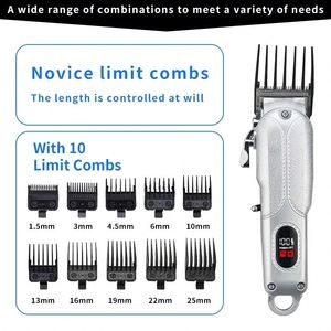 Ensemble multifonctionnel de tondeuse et de coupe-cheveux pour hommes en argent, machine à couper les cheveux électrique pour salon de coiffure avec boîte cadeau - Product Image 1
