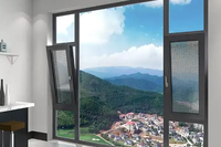 Ventana Abatible Moderna de Apertura Plana con Inclinación Interior, Ventana Abatible y Giratoria de Aluminio con Puente Térmico Roto, Aislamiento Térmico para Baño
