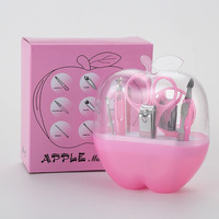 Ensemble de coupe-ongles en acier inoxydable Apple, 8 pièces, lame droite, pointe acérée, ciseaux à ongles en plastique, boîte à outils de manucure, coffret cadeau beauté