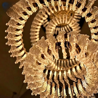 Lustre LED DUOMEIJU en cristal doré à hauteur réglable, blanc chaud 3000K, 360°, garantie 2 ans pour la maison et le bureau - Suspension moderne