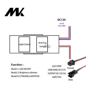 Manke 12V 5A 60W Saklar Dimmer Sentuh Ganda Pintar 2 Arah Sensor Kapasitif Lampu LED Anti Kabut Penghilang Embun Tiga Warna Induktif - Product Image 4