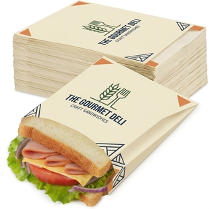 Bolsa de Papel Encerado Personalizable, Desechable, Blanca, con Fondo en V, Resistente a <span class=keywords><strong>la</strong></span> Grasa, Apta para Alimentos, para Papas Fritas, Pollo Frito y Galletas - Product Image 1