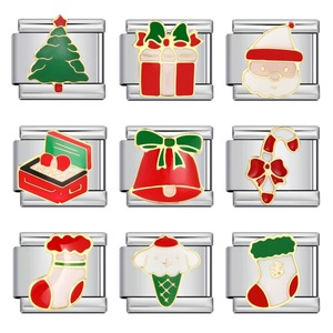 Accessoires DIY de Noël : Breloques modulaires italiennes émaillées élastiques faites à la main, pendentifs, bracelets en acier inoxydable – Vente en gros - Product Image 1