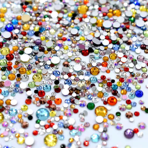 Pegatina para decoración de uñas de diamantes AB de colores mezclados, blanco, transparente, fondo plano, diamantes de imitación, joyería, Material de vidrio 3D para ropa de zapatos - Product Image 1