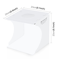 Boîte de studio photo portable pliable PULUZ PU5028 20 cm avec éclairage LED et 2 fonds de scène