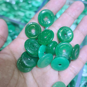 JF7356 подлинный натуральный камень зеленый нефрит круглая монета пончик Очаровательные Подвески - Product Image 4