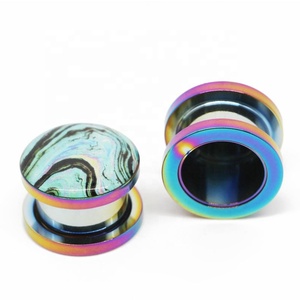 ONDA <span class=keywords><strong>foto</strong></span> incrustaciones Arco Iris carne túneles y tapones cuerpo joyería - Product Image 1