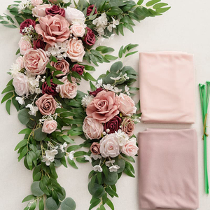 Arc <span class=keywords><strong>en</strong></span> <span class=keywords><strong>bois</strong></span> gros mariage plafond rideaux poussiéreux rose bordeaux rideaux arc fleur rideaux <span class=keywords><strong>en</strong></span> mousseline de soie <span class=keywords><strong>pour</strong></span> toile de fond de mariage - Product Image 5