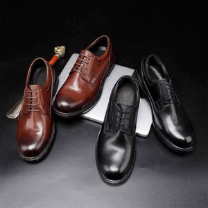 Luxurious New Leather Upper Waterproof <b>Height</b> <b>Increasing</b> Lace-up Closure Goodyear Welt Construction Men's Casual Autumn <b>Shoes</b> - Product Image 2