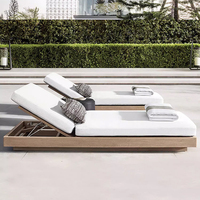 Chaise Longue de Piscine Villa Jardin en Teck, Chaises Longues de Luxe pour Mobilier d'Extérieur, Bains de Soleil Modernes en Bois Massif pour Plage et Extérieur