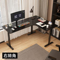 Barato Manual manivela altura ajustable elevación esquina escritorio muebles de oficina en forma de L sentarse soporte mesa de ordenador con escritorio de madera